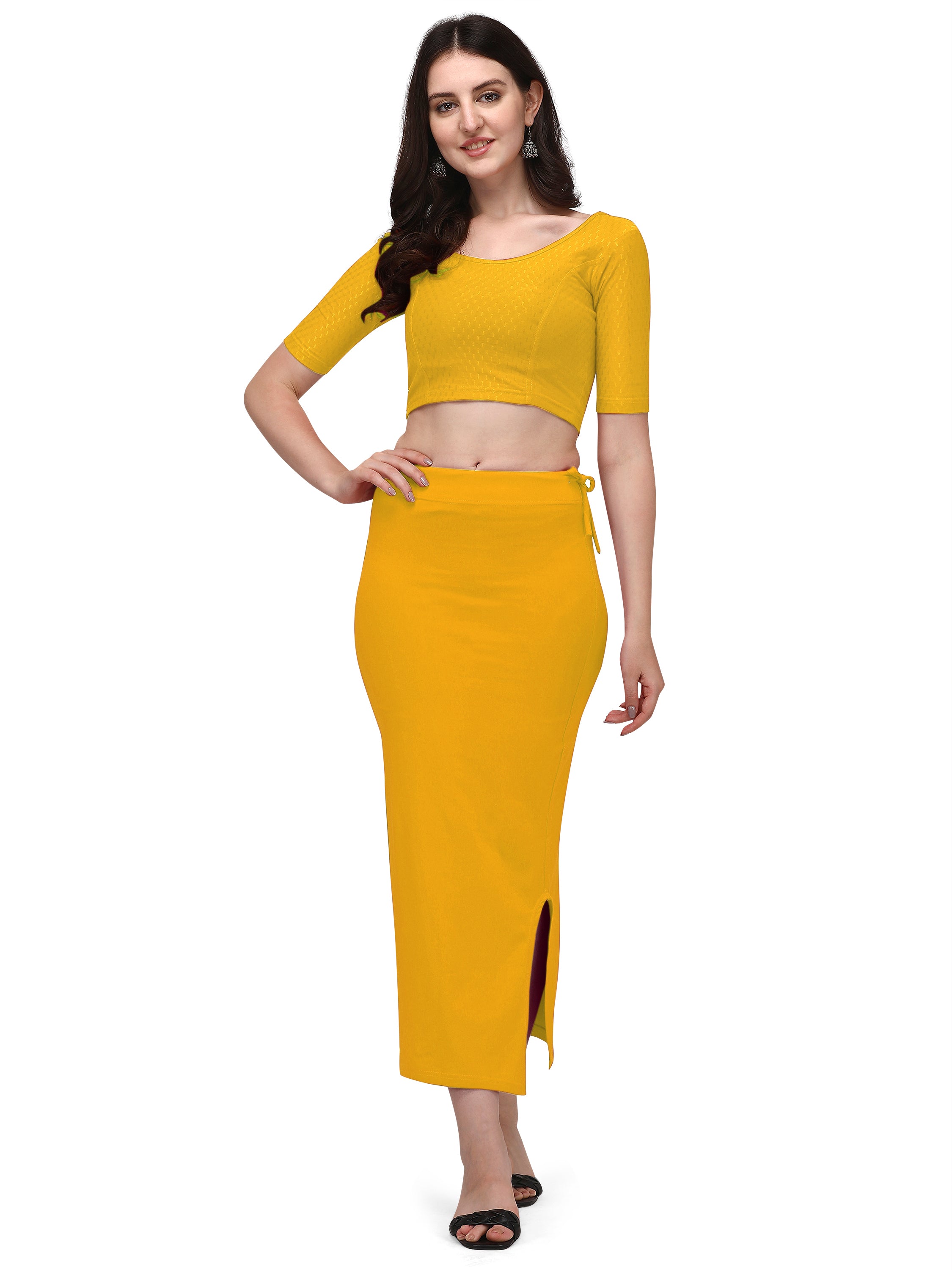 Straight Saree Shapewear - Mustard Yellow