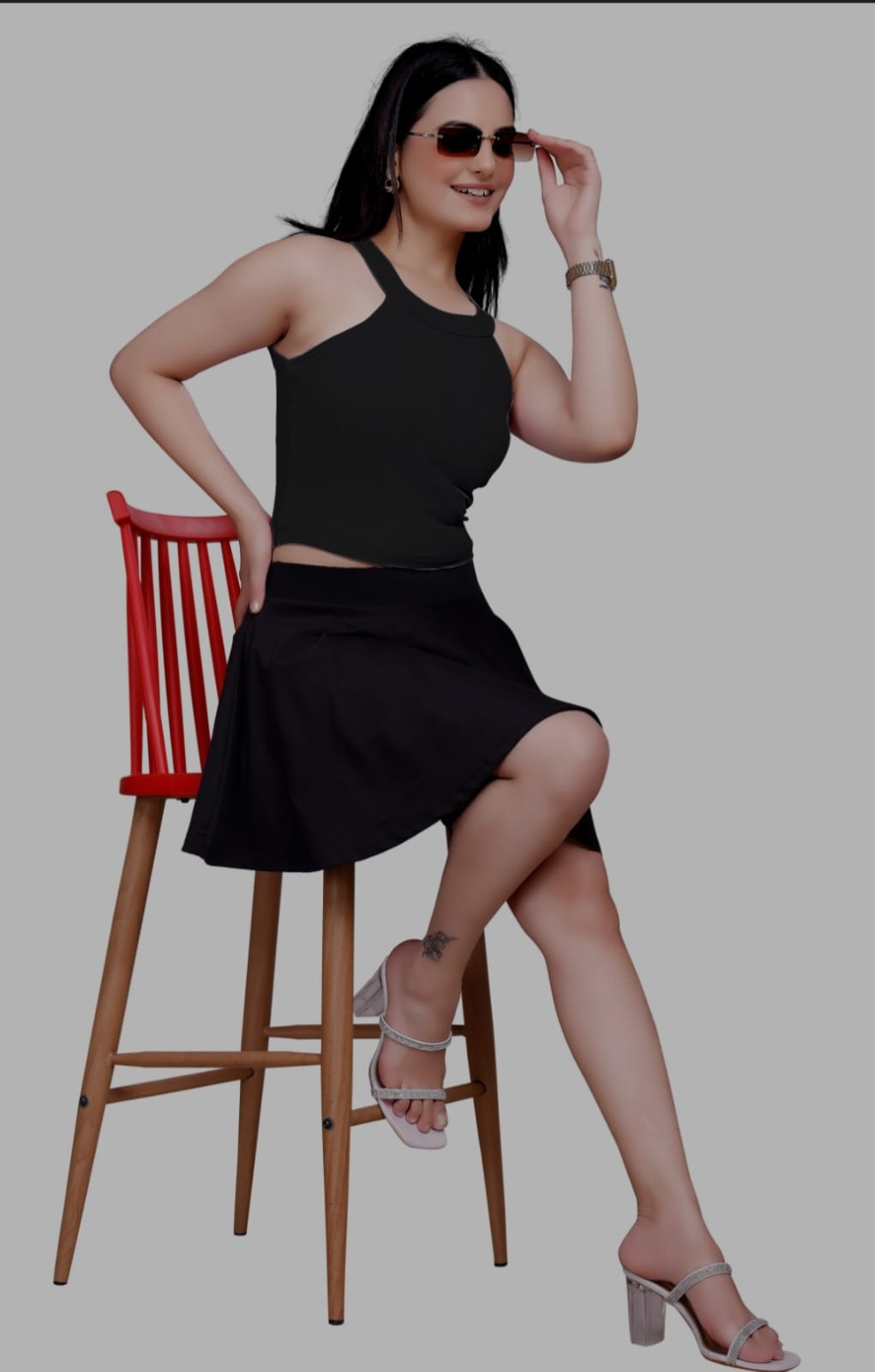 Sanado India women v-neck crop top. S to 2XL.