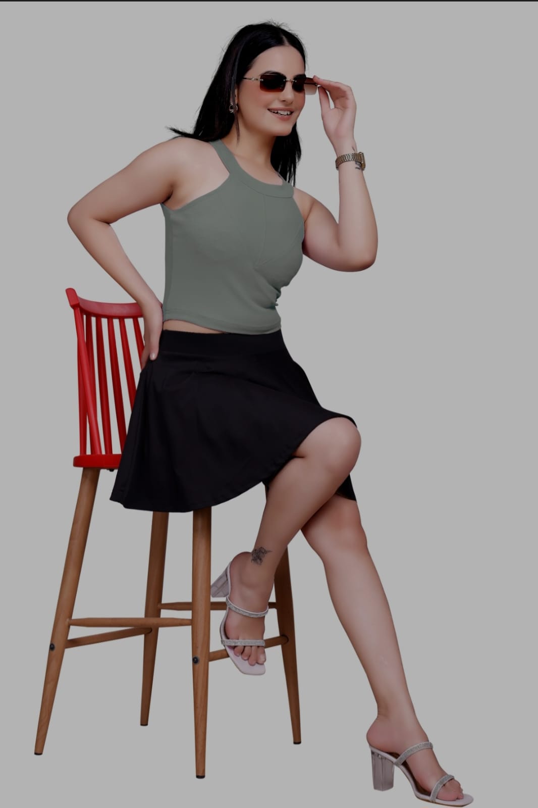 Sanado India women v-neck crop top. S to 2XL.